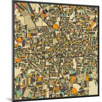 Atlanta Map-Jazzberry Blue-Mounted Art Print