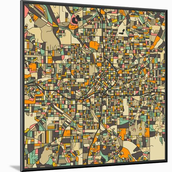 Atlanta Map-Jazzberry Blue-Mounted Art Print