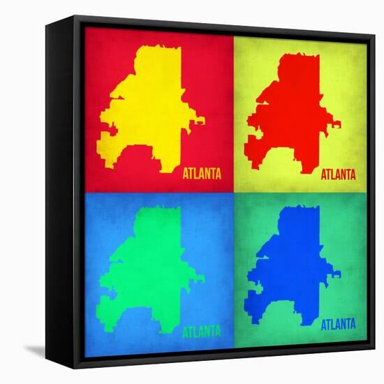 Atlanta Pop Art Map 1-NaxArt-Framed Stretched Canvas