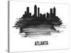 Atlanta Skyline Brush Stroke - Black II-NaxArt-Stretched Canvas