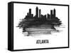 Atlanta Skyline Brush Stroke - Black II-NaxArt-Framed Stretched Canvas