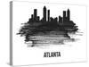 Atlanta Skyline Brush Stroke - Black II-NaxArt-Stretched Canvas