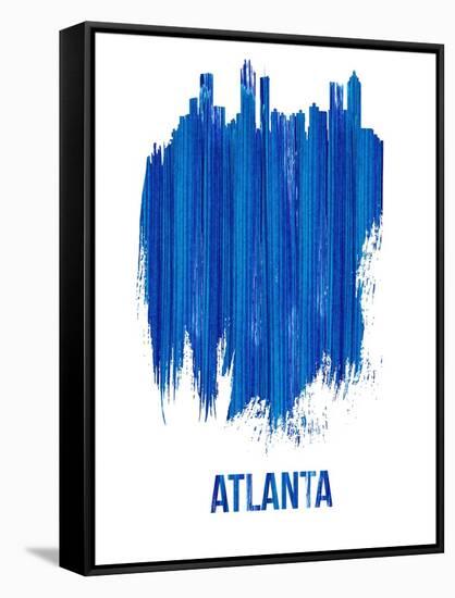 Atlanta Skyline Brush Stroke - Blue-NaxArt-Framed Stretched Canvas