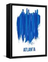 Atlanta Skyline Brush Stroke - Blue-NaxArt-Framed Stretched Canvas