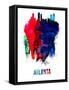 Atlanta Skyline Brush Stroke - Watercolor-NaxArt-Framed Stretched Canvas