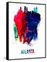 Atlanta Skyline Brush Stroke - Watercolor-NaxArt-Framed Stretched Canvas