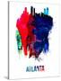 Atlanta Skyline Brush Stroke - Watercolor-NaxArt-Stretched Canvas