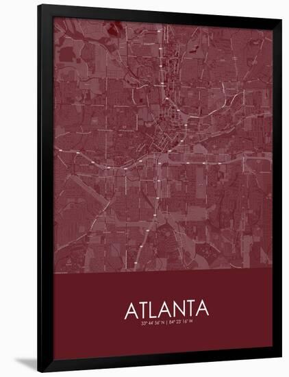 Atlanta, United States of America Red Map-null-Framed Poster