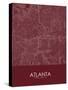 Atlanta, United States of America Red Map-null-Stretched Canvas