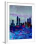 Atlanta Watercolor Skyline-NaxArt-Framed Art Print