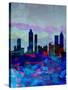 Atlanta Watercolor Skyline-NaxArt-Stretched Canvas