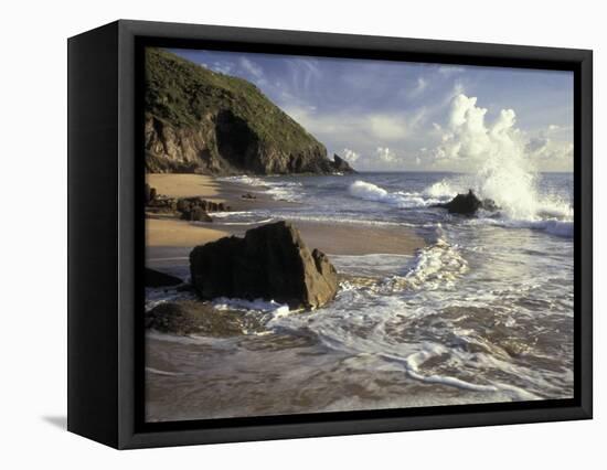 Atlantic Beach of St. Kitts, Caribbean-Robin Hill-Framed Stretched Canvas