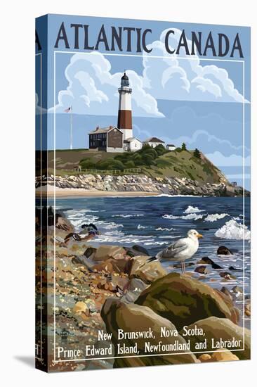 Atlantic Canada - Lighthouse-Lantern Press-Stretched Canvas