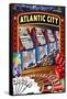 Atlantic City - Casino Scene-Lantern Press-Framed Stretched Canvas