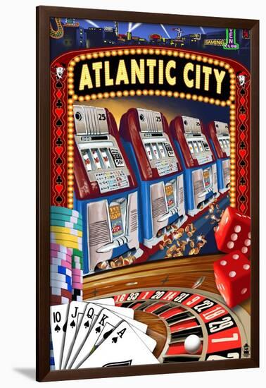 Atlantic City - Casino Scene-Lantern Press-Framed Art Print