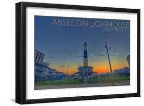 Atlantic City, New Jersey - Absecon Lighthouse and Sunset-Lantern Press-Framed Art Print