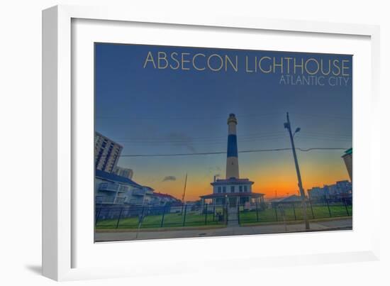 Atlantic City, New Jersey - Absecon Lighthouse and Sunset-Lantern Press-Framed Art Print