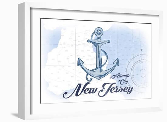 Atlantic City, New Jersey - Anchor - Blue - Coastal Icon-Lantern Press-Framed Art Print