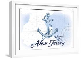 Atlantic City, New Jersey - Anchor - Blue - Coastal Icon-Lantern Press-Framed Art Print