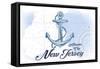 Atlantic City, New Jersey - Anchor - Blue - Coastal Icon-Lantern Press-Framed Stretched Canvas
