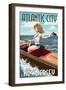 Atlantic City, New Jersey - Boating Pinup Girl-Lantern Press-Framed Art Print