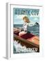 Atlantic City, New Jersey - Boating Pinup Girl-Lantern Press-Framed Art Print