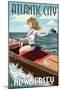 Atlantic City, New Jersey - Boating Pinup Girl-Lantern Press-Mounted Art Print