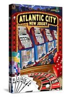 Atlantic City, New Jersey - Casino Scene-Lantern Press-Stretched Canvas