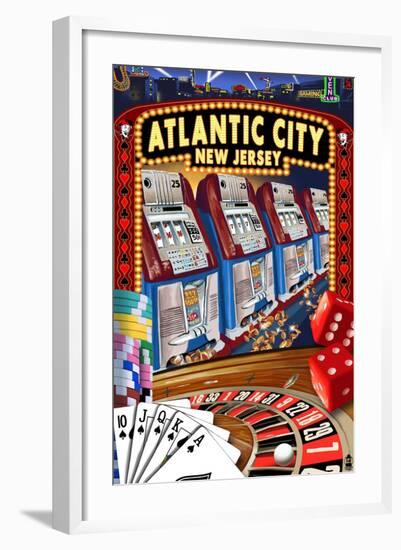 Atlantic City, New Jersey - Casino Scene-Lantern Press-Framed Art Print