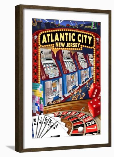 Atlantic City, New Jersey - Casino Scene-Lantern Press-Framed Art Print