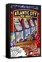 Atlantic City, New Jersey - Casino Scene-Lantern Press-Framed Stretched Canvas