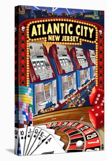 Atlantic City, New Jersey - Casino Scene-Lantern Press-Stretched Canvas