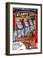 Atlantic City, New Jersey - Casino Scene-Lantern Press-Framed Art Print