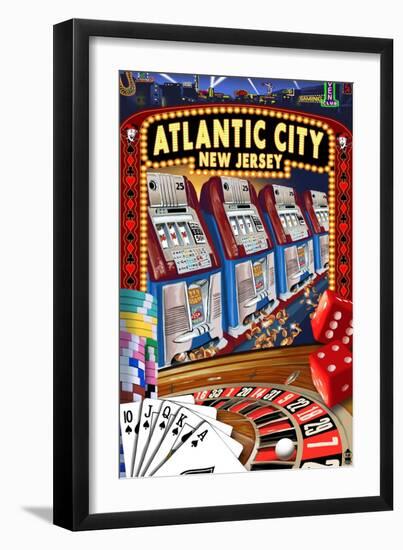 Atlantic City, New Jersey - Casino Scene-Lantern Press-Framed Art Print