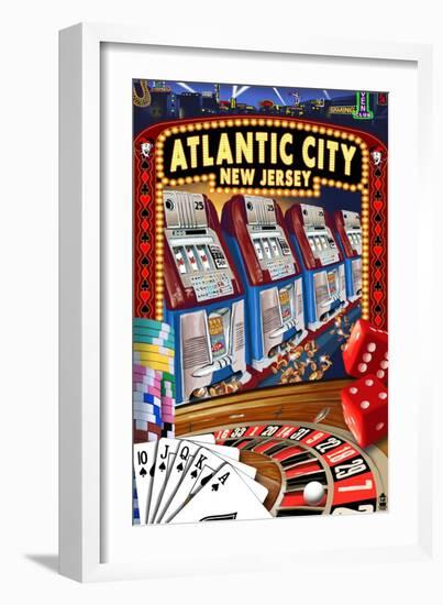 Atlantic City, New Jersey - Casino Scene-Lantern Press-Framed Art Print