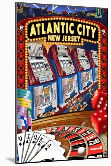 Atlantic City, New Jersey - Casino Scene-Lantern Press-Mounted Art Print
