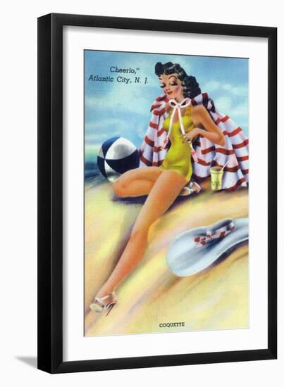 Atlantic City, New Jersey - Coquette on the Beach-Lantern Press-Framed Art Print