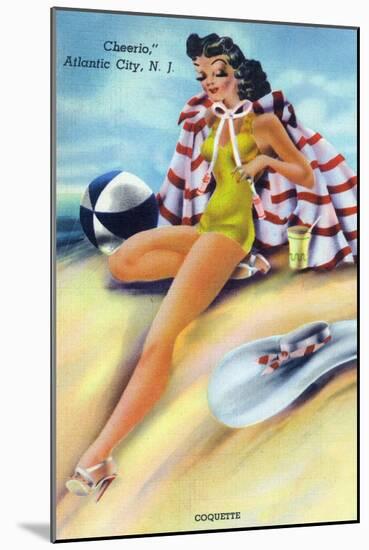 Atlantic City, New Jersey - Coquette on the Beach-Lantern Press-Mounted Art Print