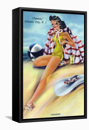 Atlantic City, New Jersey - Coquette on the Beach-Lantern Press-Framed Stretched Canvas