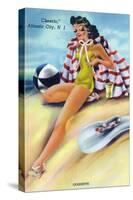 Atlantic City, New Jersey - Coquette on the Beach-Lantern Press-Stretched Canvas