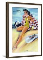 Atlantic City, New Jersey - Coquette on the Beach-Lantern Press-Framed Art Print