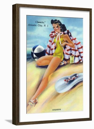 Atlantic City, New Jersey - Coquette on the Beach-Lantern Press-Framed Art Print