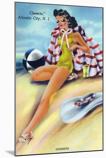 Atlantic City, New Jersey - Coquette on the Beach-Lantern Press-Mounted Art Print