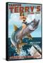 Atlantic City, New Jersey - Deep Sea Fishing Pinup Girl-Lantern Press-Framed Stretched Canvas