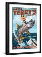 Atlantic City, New Jersey - Deep Sea Fishing Pinup Girl-Lantern Press-Framed Art Print