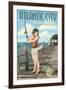 Atlantic City, New Jersey - Fishing Pinup Girl-Lantern Press-Framed Art Print