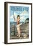 Atlantic City, New Jersey - Fishing Pinup Girl-Lantern Press-Framed Art Print