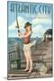 Atlantic City, New Jersey - Fishing Pinup Girl-Lantern Press-Mounted Art Print