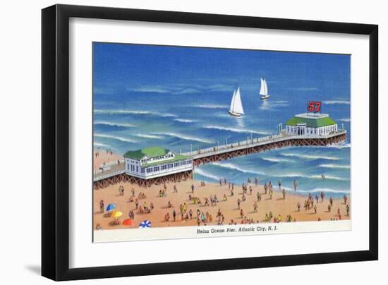 Atlantic City, New Jersey - Heinz Ocean Pier View-Lantern Press-Framed Art Print