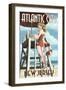 Atlantic City, New Jersey - Lifeguard Pinup Girl-Lantern Press-Framed Art Print